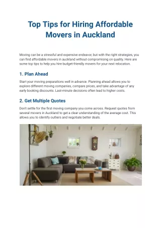 Top Tips for Hiring Affordable Movers in Auckland