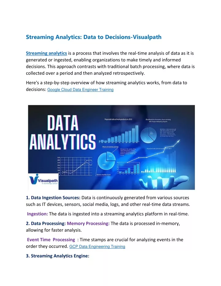 streaming analytics data to decisions visualpath