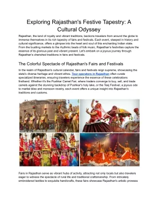 Exploring Rajasthan's Festive Tapestry_ A Cultural Odyssey