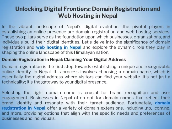 unlocking digital frontiers domain registration