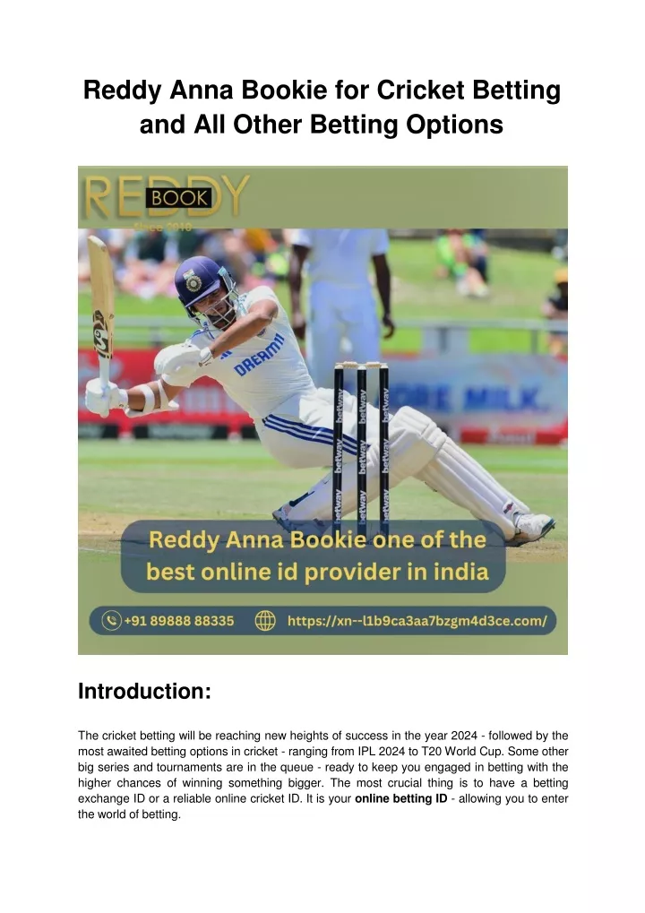 reddy anna bookie for cricket betting and all other betting options