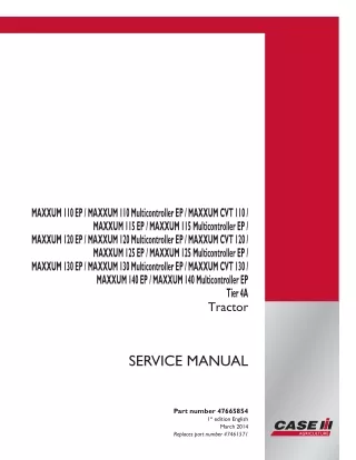 MAXXUM 120 Multicontroller EP Tier 4A Tractor Service Repair Manual