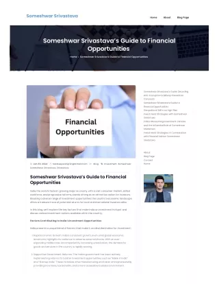 Someshwar Srivastava’s Guide to Financial Opportunities