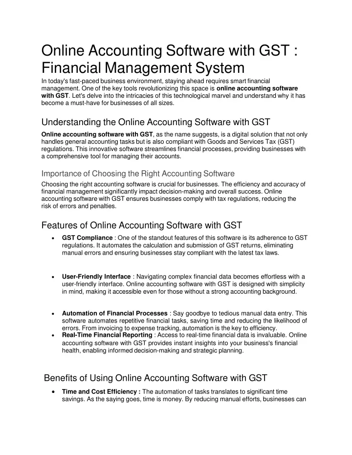 online accounting software with gst financial