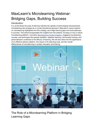 MaxLearn's Microlearning Webinar_ Bridging Gaps, Building Success