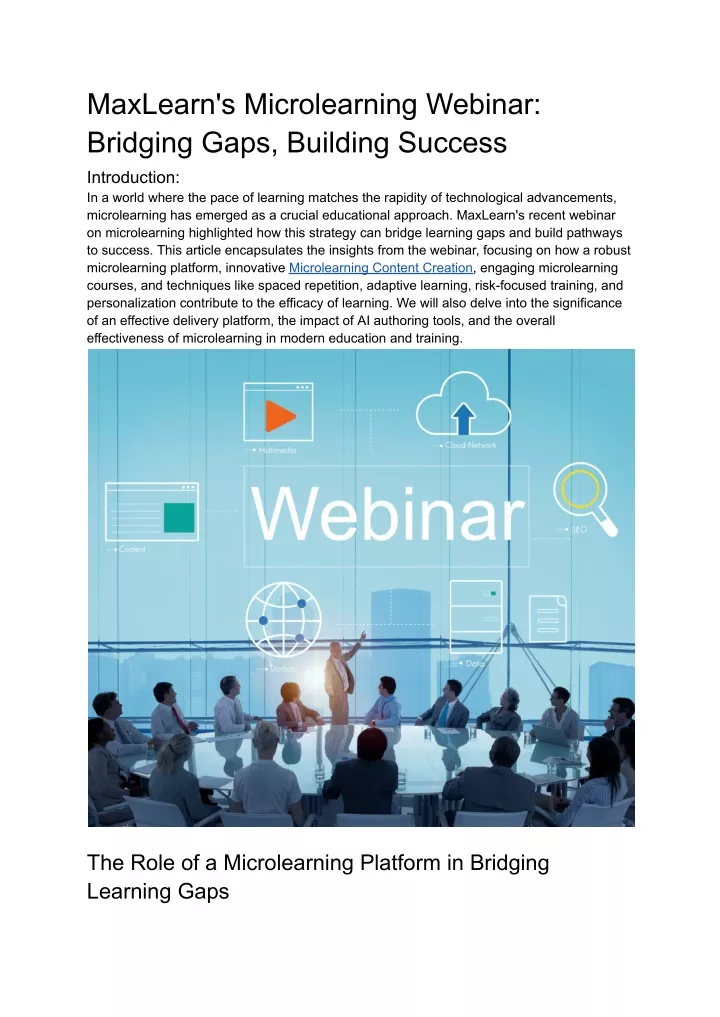 maxlearn s microlearning webinar bridging gaps