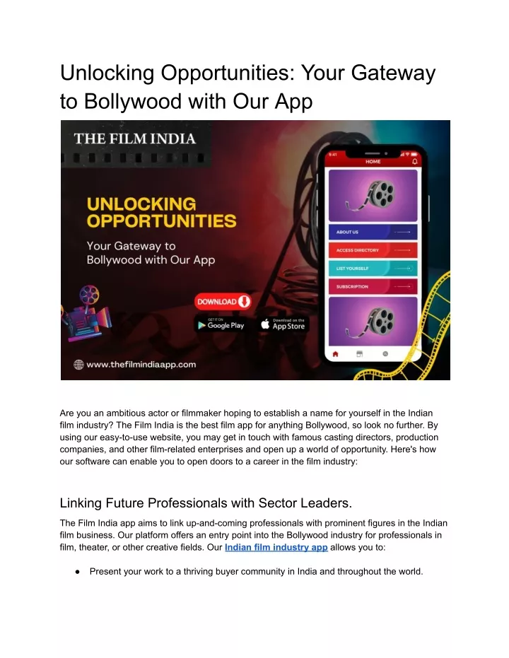 unlocking opportunities your gateway to bollywood