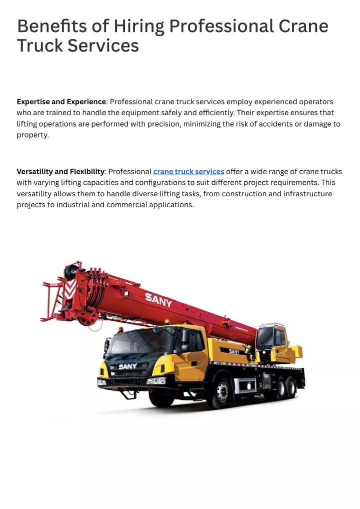 benefits of hiring professional crane truck