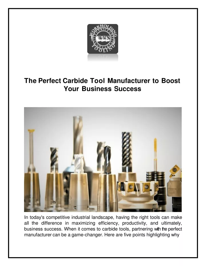 the perfect carbide tool manufacturer to boost
