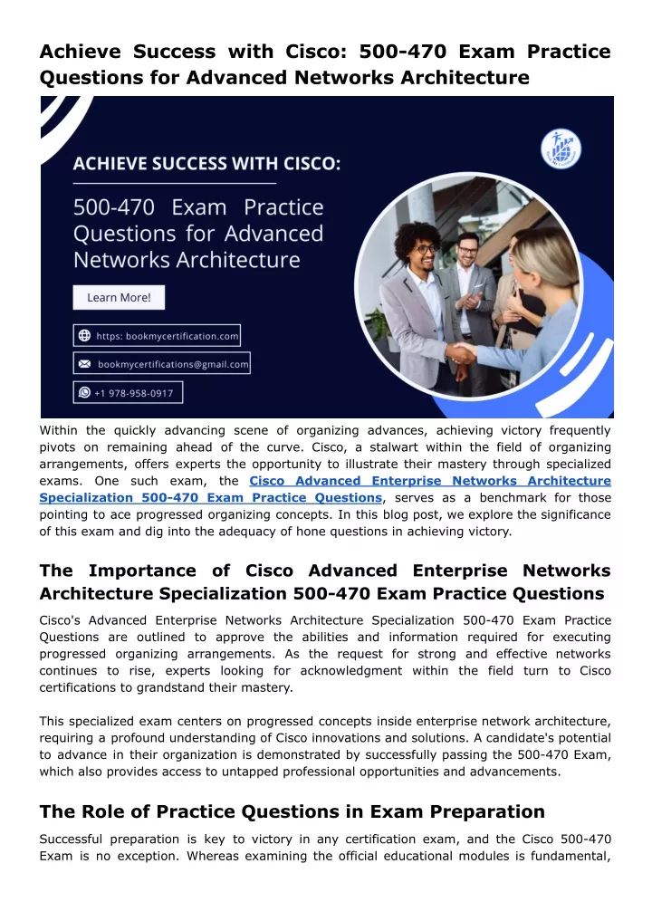 achieve success with cisco 500 470 exam practice