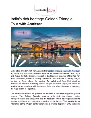 India's rich heritage Golden Triangle Tour with Amritsar