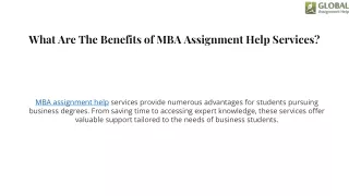 What Are The Benefits of MBA Assignment Help Services