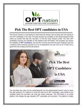 Pick the best OPT candidates in USA