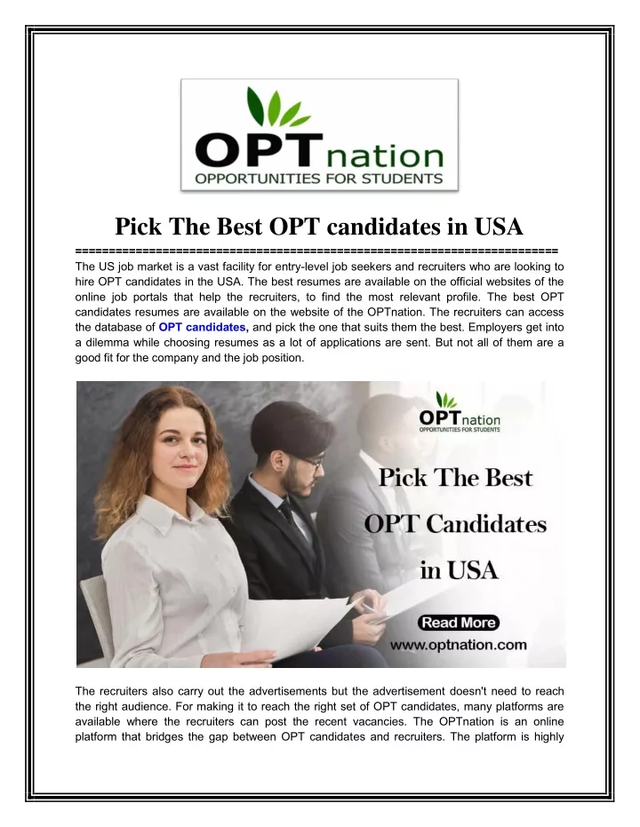 pick the best opt candidates in usa