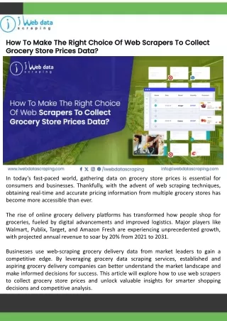 How To Make The Right Choice Of Web Scrapers To Collect Grocery Store Prices Data