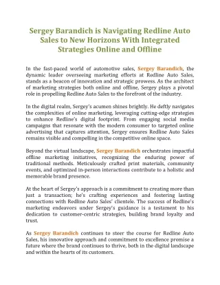 sergey barandich is navigating redline auto sales