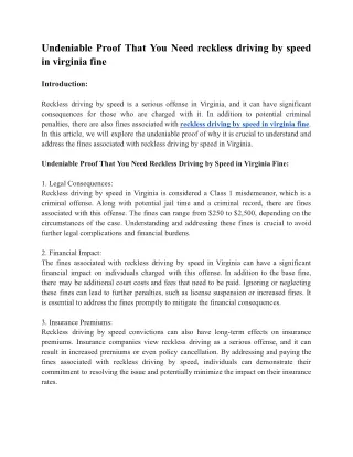 reckless driving by speed in virginia fine