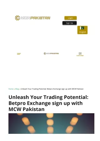 Betpro Exchange sign up with MCW Pakistan