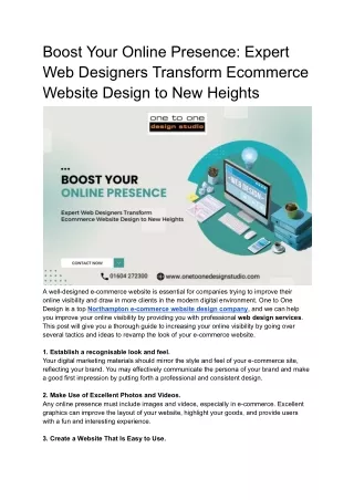 Boost Your Online Presence_ Expert Web Designers Transform Ecommerce Website Design to New Heights.docx