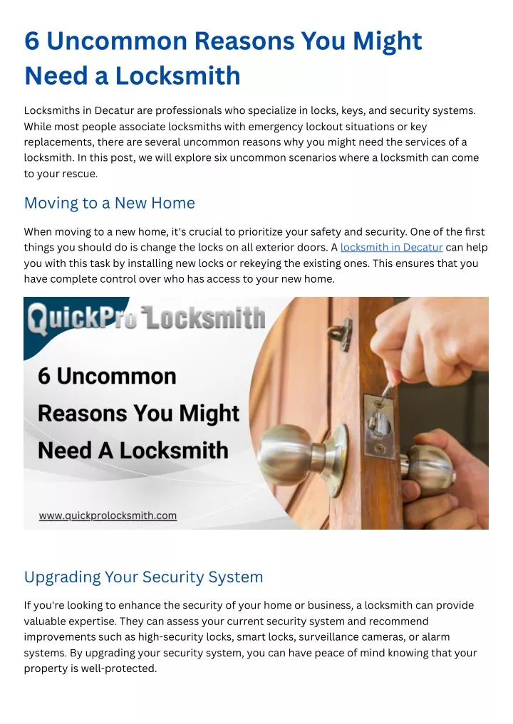 6 uncommon reasons you might need a locksmith