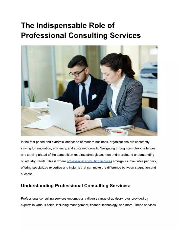 the indispensable role of professional consulting