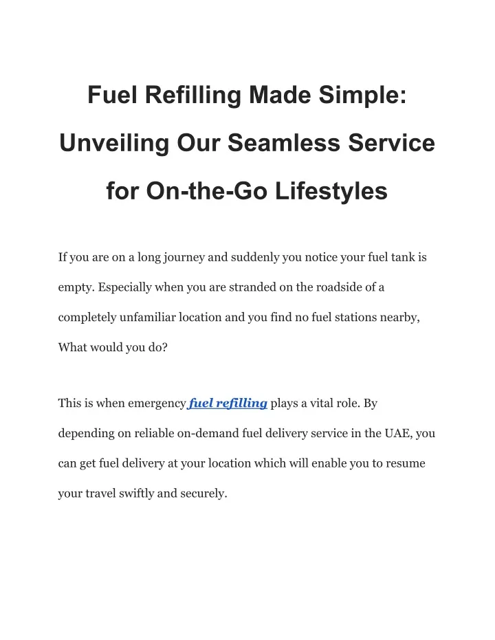 fuel refilling made simple