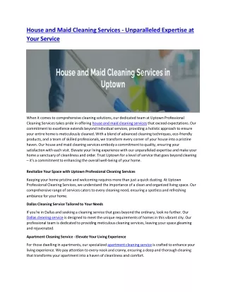 House and Maid Cleaning Services