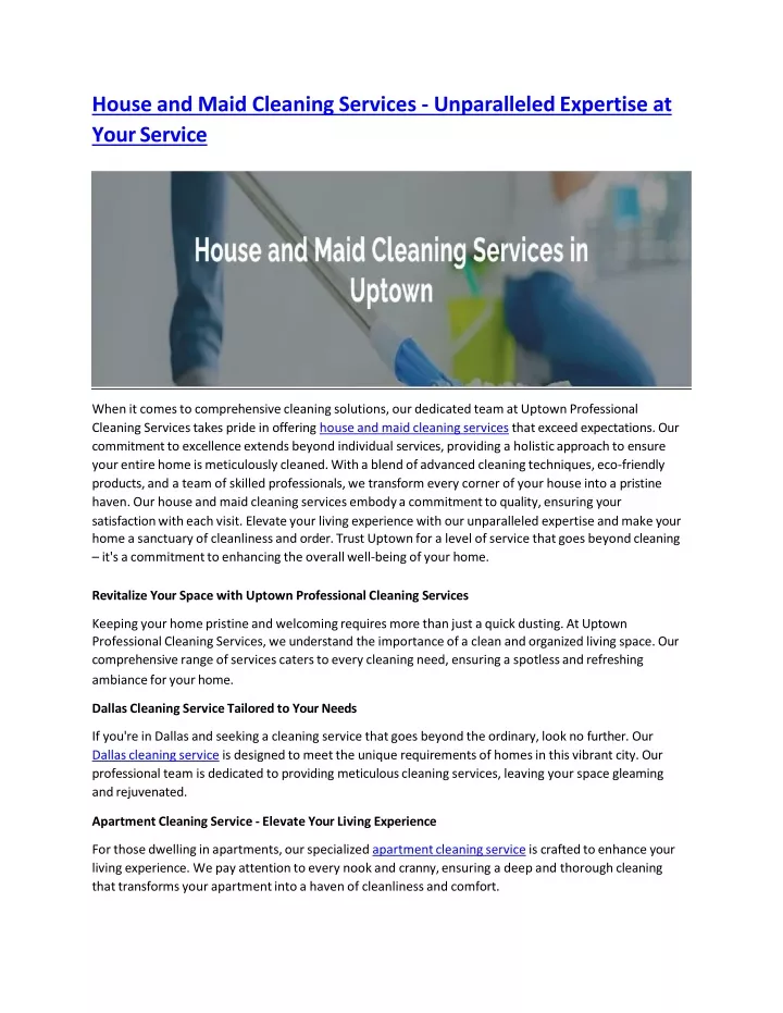 house and maid cleaning services unparalleled