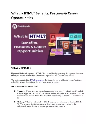 What is HTML Benefits, Features & Career Opportunities
