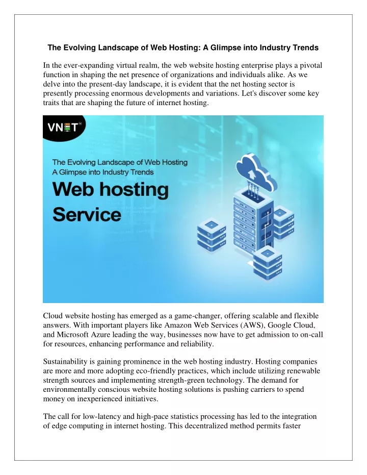 the evolving landscape of web hosting a glimpse