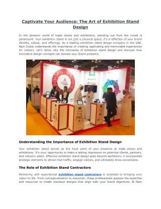 Captivate Your Audience: The Art of Exhibition Stand Design