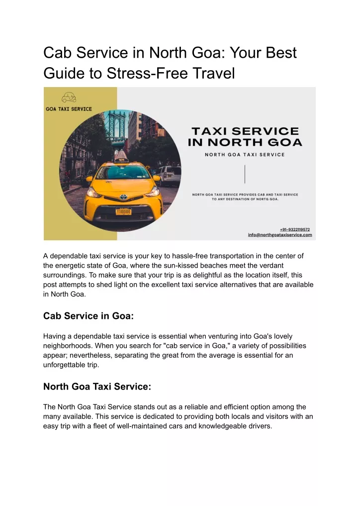 cab service in north goa your best guide
