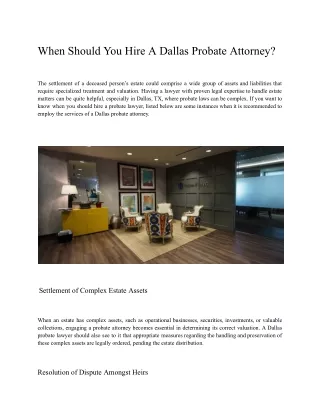 When Should You Hire A Dallas Probate Attorney
