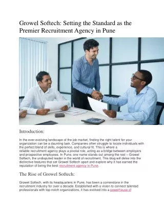 Growel Softech Setting the Standard as the Premier Recruitment Agency in Pune