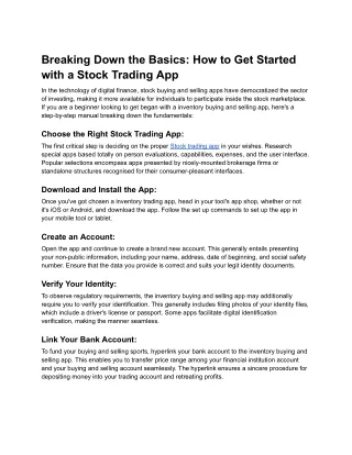 Breaking Down the Basics: How to Get Started with a Stock Trading App