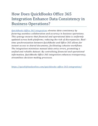 How Does QuickBooks Office 365 Integration Enhance Data Consistency in Business Operations