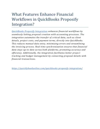 What Features Enhance Financial Workflows in QuickBooks Proposify Integration