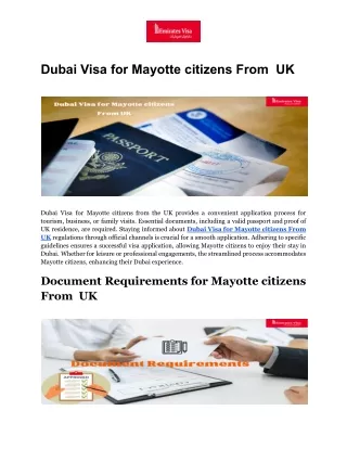 Dubai Visa for Mayotte citizens From  UK