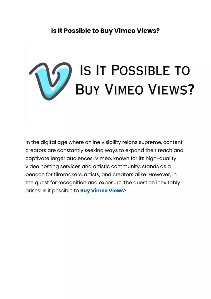 is it possible to buy vimeo views