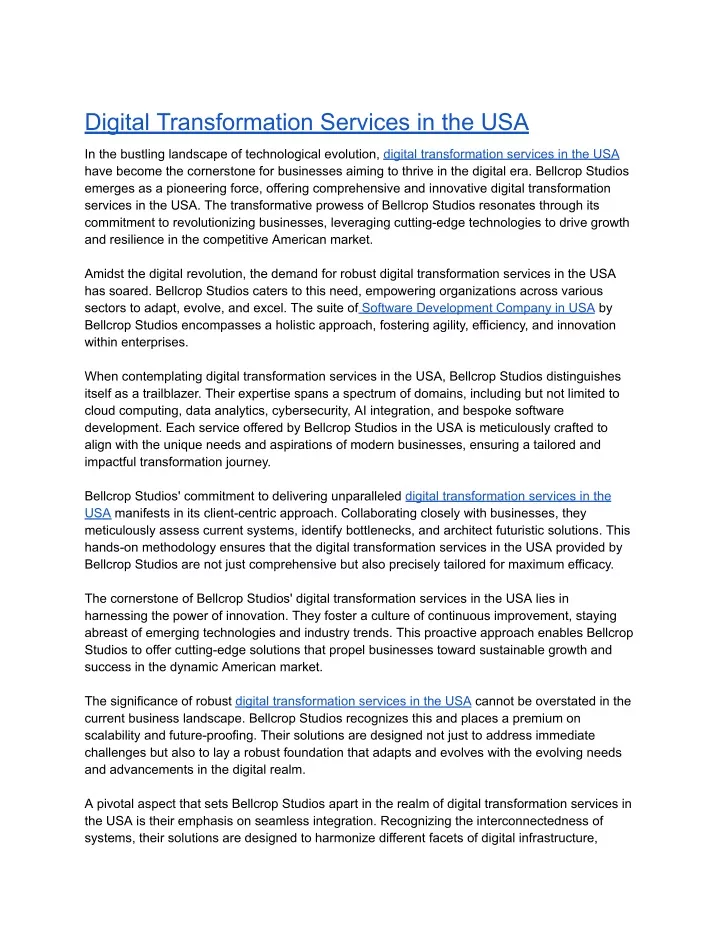 digital transformation services in the usa