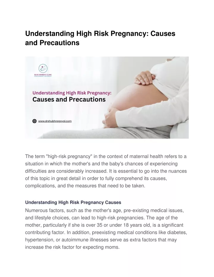 understanding high risk pregnancy causes