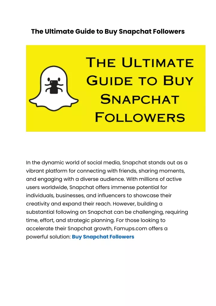 the ultimate guide to buy snapchat followers