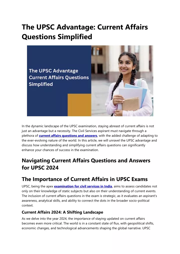 the upsc advantage current affairs questions