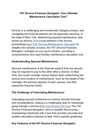 New York Divorce Maintenance Calculator