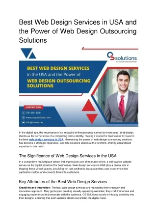 Best Web Design Services in USA and the Power of Web Design Outsourcing Solutions