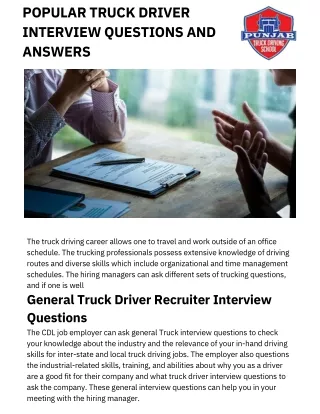 popular truck driver interview questions