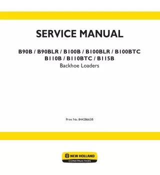 New Holland B100BLR Backhoe Loader Service Repair Manual