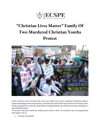 “Christian Lives Matter” Family Of Two Murdered Christian Youths Protest