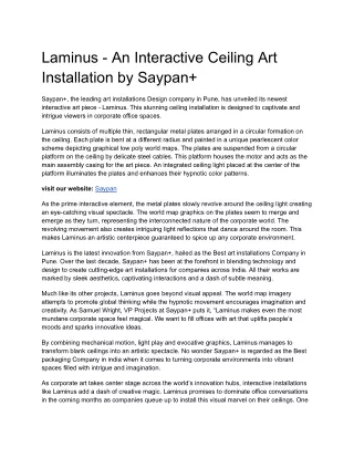 Laminus - An Interactive Ceiling Art Installation by Saypan