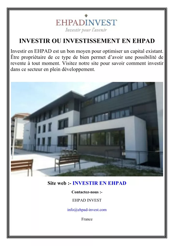 investir ou investissement en ehpad